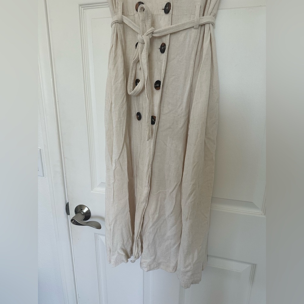 Tahari Linen Blend Belted Trench Midi Dress Size Large - Picture 2 of 6